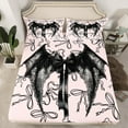 thumbnail image 3 of Feelyou Gothic Dreamy Angel Twin Sheet Sets for Kids, Cute Ribbon Bow-tie Twin Fitted Sheet, Kawaii Pink Cartoon Flat Sheet, Lightweight Room Decor, 3pcs, 3 of 8
