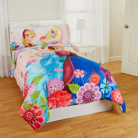 Disney Frozen Floral Breeze Twin Full Pink Reversible Bedding Comforter, 1 Each