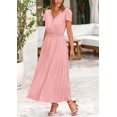 thumbnail image 4 of Vestido largo PRETTYGARDEN para mujer, cuello en V, cuello en V, volantes, color rosa XXL, 4 of 9
