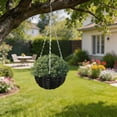 thumbnail image 6 of Faux Rattan Round Hanging Planter Basket, Woven Flower Pot Available In Beige Coffee Black, Lightweight Hanging Vase for Balcony Green Plants, Potted Ivy and Indoor Window Floral Decor, 6 of 7