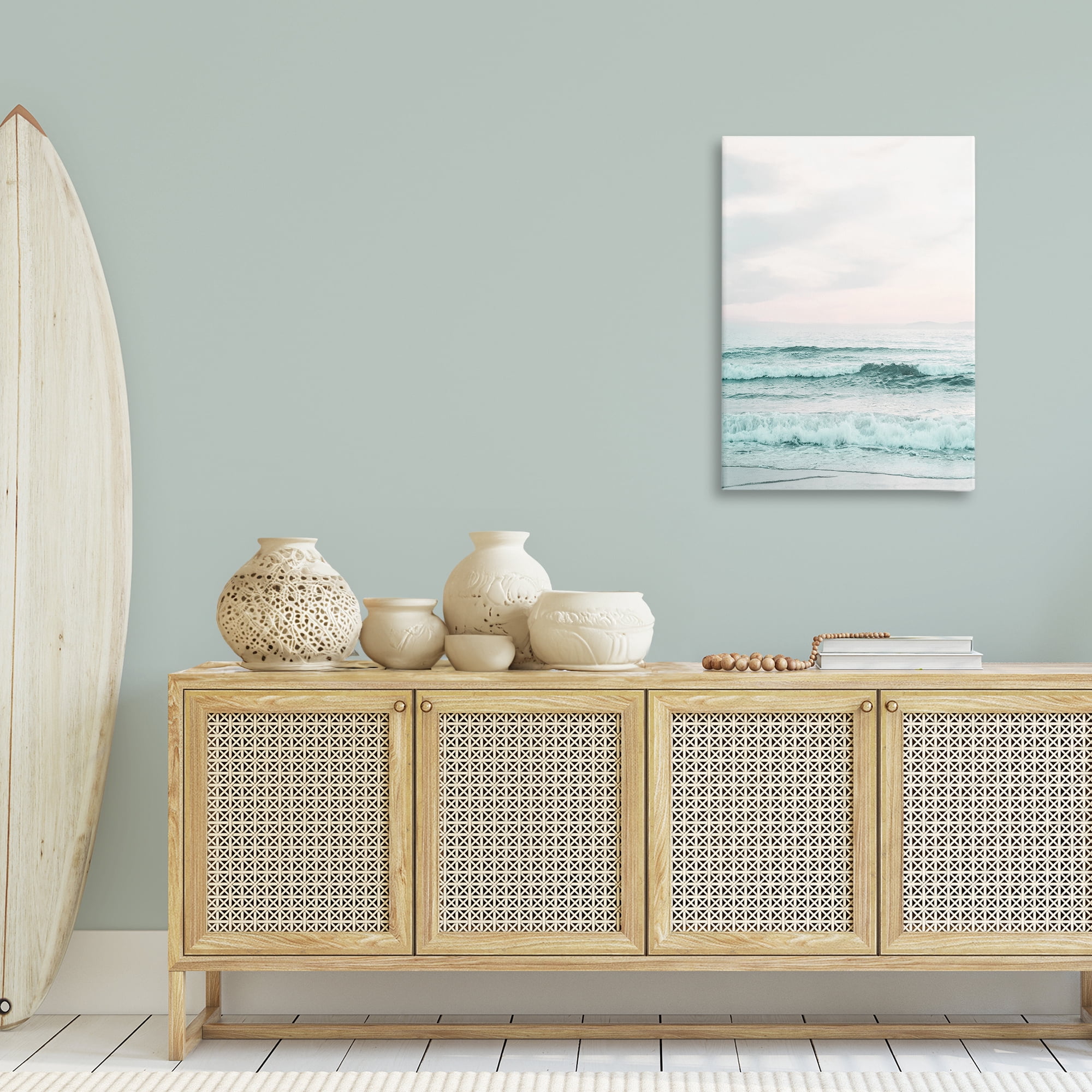 Stupell Industries Teal Sea Tide Nautical & Beach Photography Wrapped Canvas Art Print Wall Art, 24 x 36