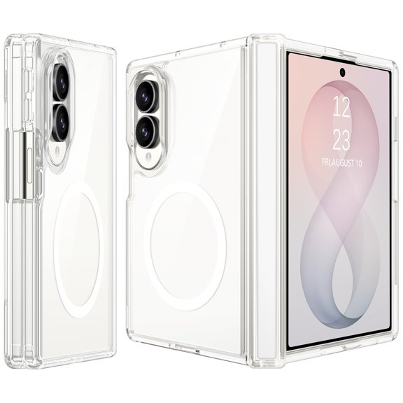 DOMAVER Magnetic Clear Case for Samsung Galaxy Z Fold8 7.6", Built-in Hinge Protection, MagSafe Compatible Shockproof Slim Protective Cover