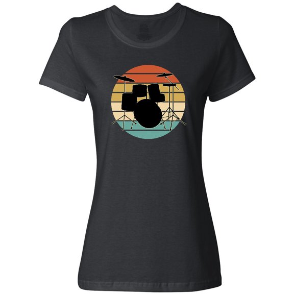 Inktastic Drum Set Retro Drummer Sunset Women's T-Shirt