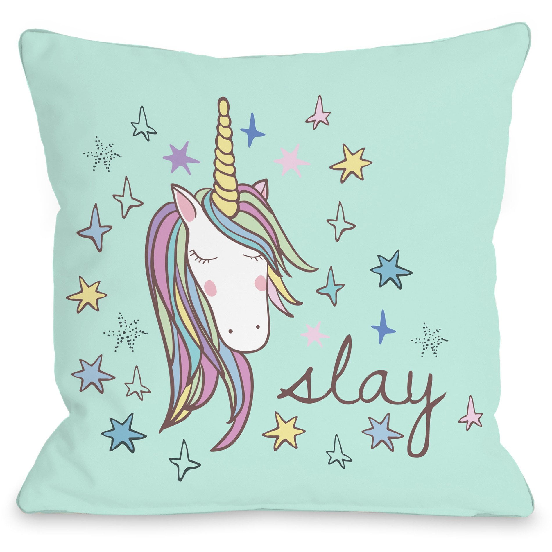 "Slay Unicorn" Indoor Throw Pillow by OneBellaCasa, 20"x20"