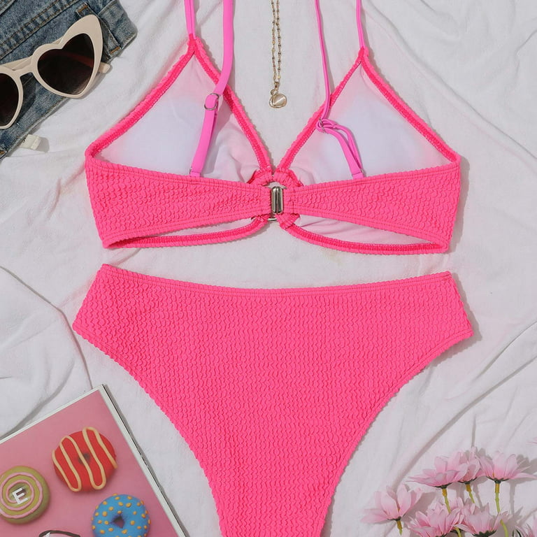 Pink Cheeky Bikini Set Pink Two Piece Cheeky Swimsuit 
