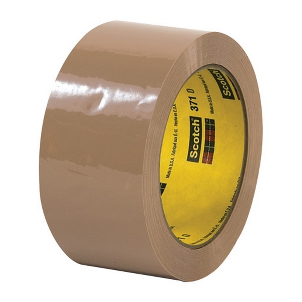 Box Sealing Tape 371, 48 mm W x 50 m L, Tan Pack of 36