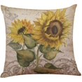 thumbnail image 2 of Juego de 4 fundas de cojín decorativas navideñas de 18.0 x 18.0 in, cuadradas, de lino y algodón, para sofá, sofá, cama y coche (girasol) JAMW Sencillez, 2 of 5