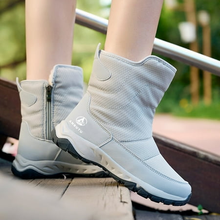 

Akiihool Womens Snow Boots Fashion Snow Boots Womens Winter Ankle Boots Ladies Warm Booties Mid-Calf Boots Warm Comfortable Outdoor Flat Shoes (Grey 8.5)