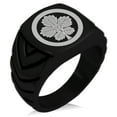 thumbnail image 1 of Stainless Steel Abe Samurai Crest Chevron Pattern Biker Style Polished Ring, 1 of 1