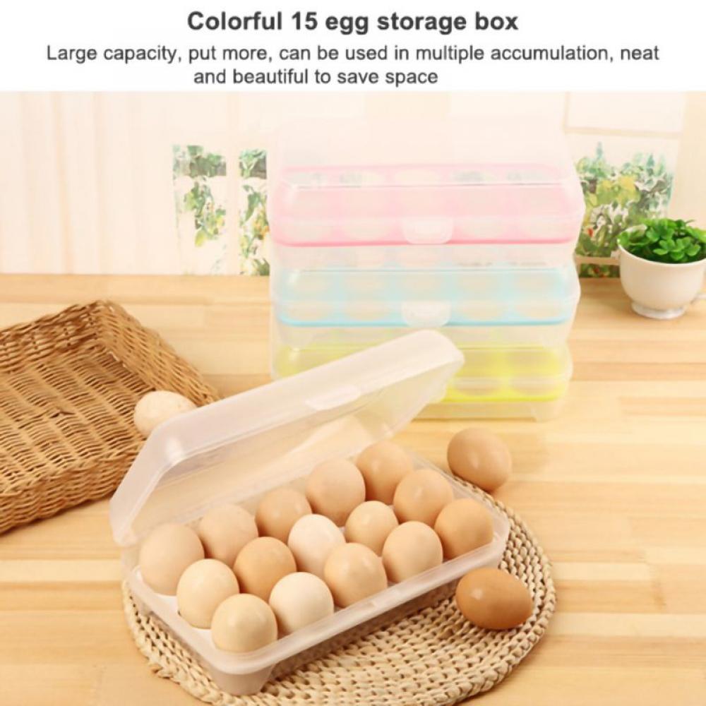 2-PACK,15 Egg Box,Egg Holder for Refrigerator, Deviled Egg Tray Carrier with Lid Fridge Egg Dispenser Egg Storage Stackable Plastic Egg Containers - image 5 of 8