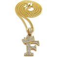 thumbnail image 3 of Icemond Rhinestone Studded Crown Small Initial Alphabet Letter Pendant Necklace 24" Cuban Chain Necklace in Gold Tone, 3 of 5