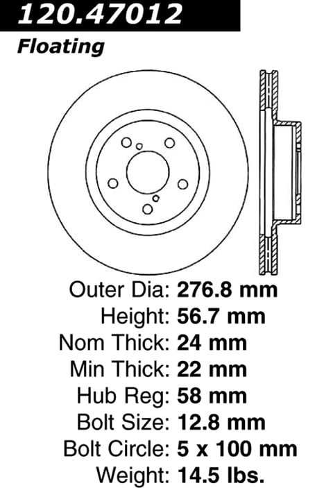 Centric Parts 120.47018 Premium Brake Rotor with E-Coating