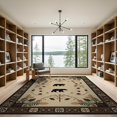 thumbnail image 2 of ODIKA 9'x12' Washable Area Rug Cabin Bear Paw Print Rustic Wildlife Medallion With Twig Frame Accents for Dining Room, Basement, Large Office, Non-Slip Chair-Friendly, 2 of 7