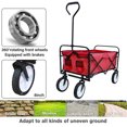 thumbnail image 5 of Collapsible Folding Utility Wagon Cart with Wheels for Kids, Collapsible Folding Outdoor Beach Wagon w/adjustable handle, Beach Wagon for Camping, Concerts, Sporting Events, Beach, Red, S10480, 5 of 8