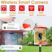 Birdkiss Smart Bird Feeder with Camera, Metal Squirrel Proof Bird Watching Cameras with AI Identification & Solar Panels, Gifts for Bird Lovers, Red