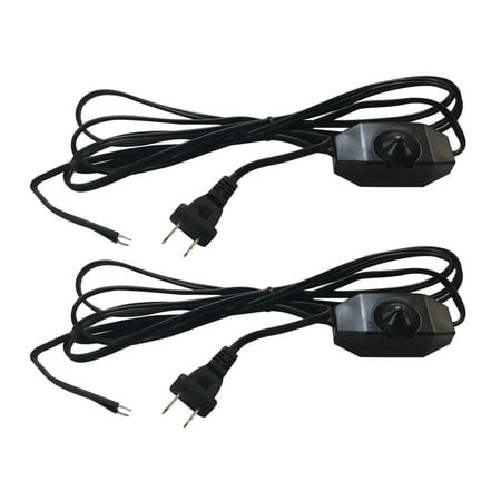 Replacement Dimmer - Royal Designs 8 Foot Long Black Inline Rotary Dimmer Replacement Lamp Cord, SPT-1 with Molded Plug-Set of 2