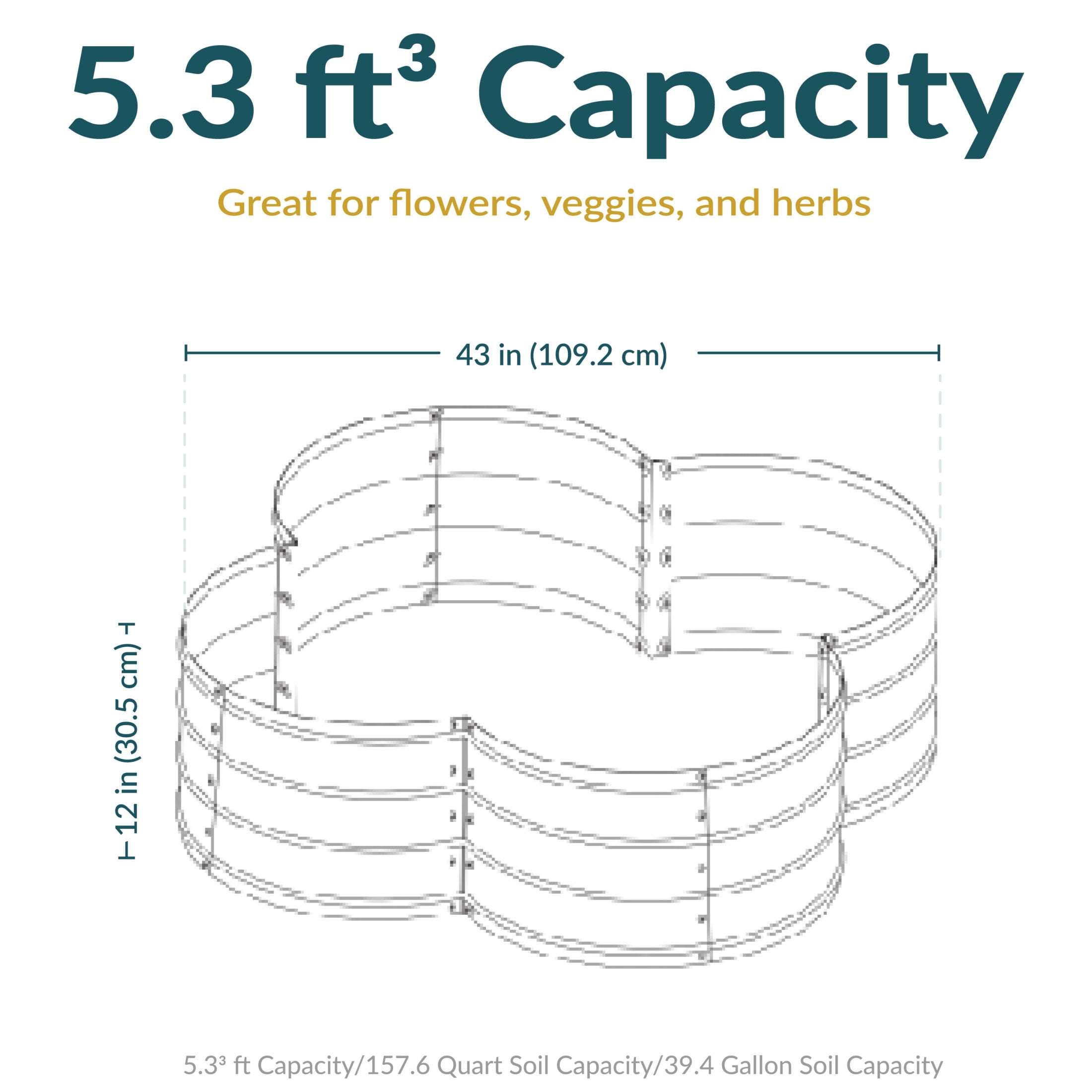 Sunnydaze 43" x 43" x 12" 4-Leaf Clover Silver Galvanized Steel Outdoor Raised Garden Bed