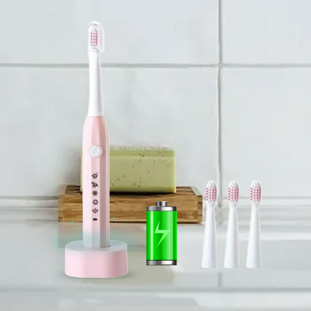 Cepillo de dientes eléctrico recargable con sonido para adultos y niños, de viaje, con 4 cabezales, 5 modos de potencia y base magnética.
