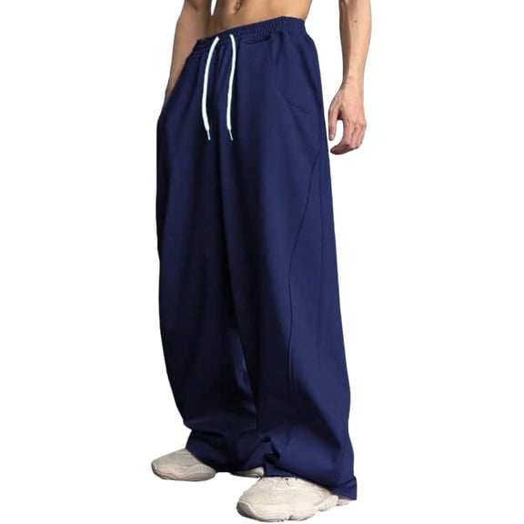 Lutiedan Men's Baggy Sweatpants Straight Leg Elastic Waist Drawstring Pants Casual Athletic Workout Running Pants with Pockets