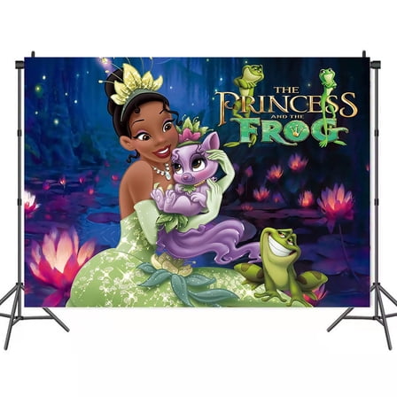 Princess Birthday Party Backdrop Photography Background Party Supplies Background Banner for Tiana Birthday Decoration 5x3ft