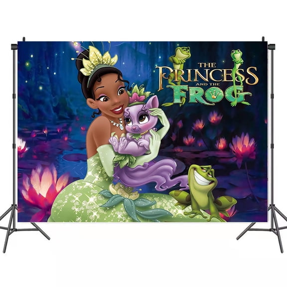 Princess Birthday Party Backdrop Photography Background Party Supplies Background Banner for Tiana Birthday Decoration 5x3ft