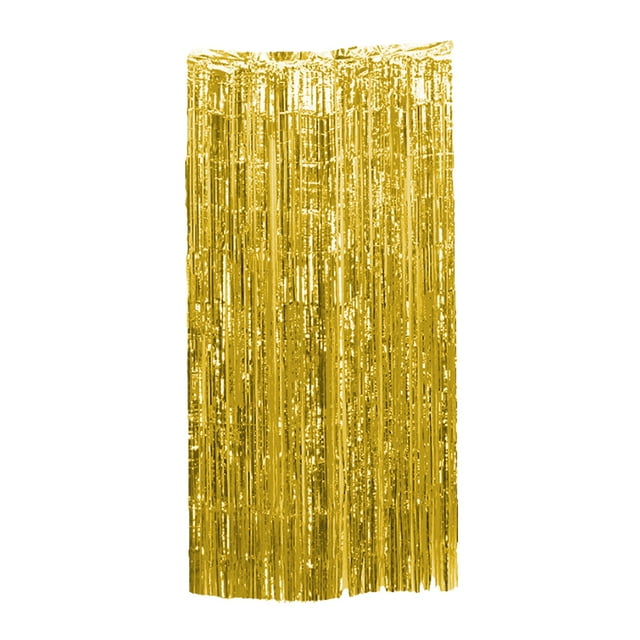 Billuyoard Cortina con flecos, papel de aluminio decorativo y brillante, hecho para decoración de graduación y boda, seguro Kits de decoración para fiestas Oro 3*1m