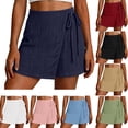 thumbnail image 2 of AHTJRT Women's Skorts High Waist Tie Side Mini Wrap Skirts A-Line Skirts with Built-In Shorts White XXL, 2 of 7