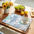 thumbnail image 2 of Blue Teal Grey Coral Coastal Placemats Set of 6, Summer Beach Nautical Ocean Placemats for Dining Table, Place Mats for Kitchen Tabletop, Waterproof Wipeable Dining Table Mats Set, 2 of 9
