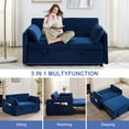 thumbnail image 6 of Aukfa 3 in 1 Convertible Sofa Bed, 55" Velvet Loveseat Sleeper with 2 Pillows & USB Port, Blue, 6 of 8