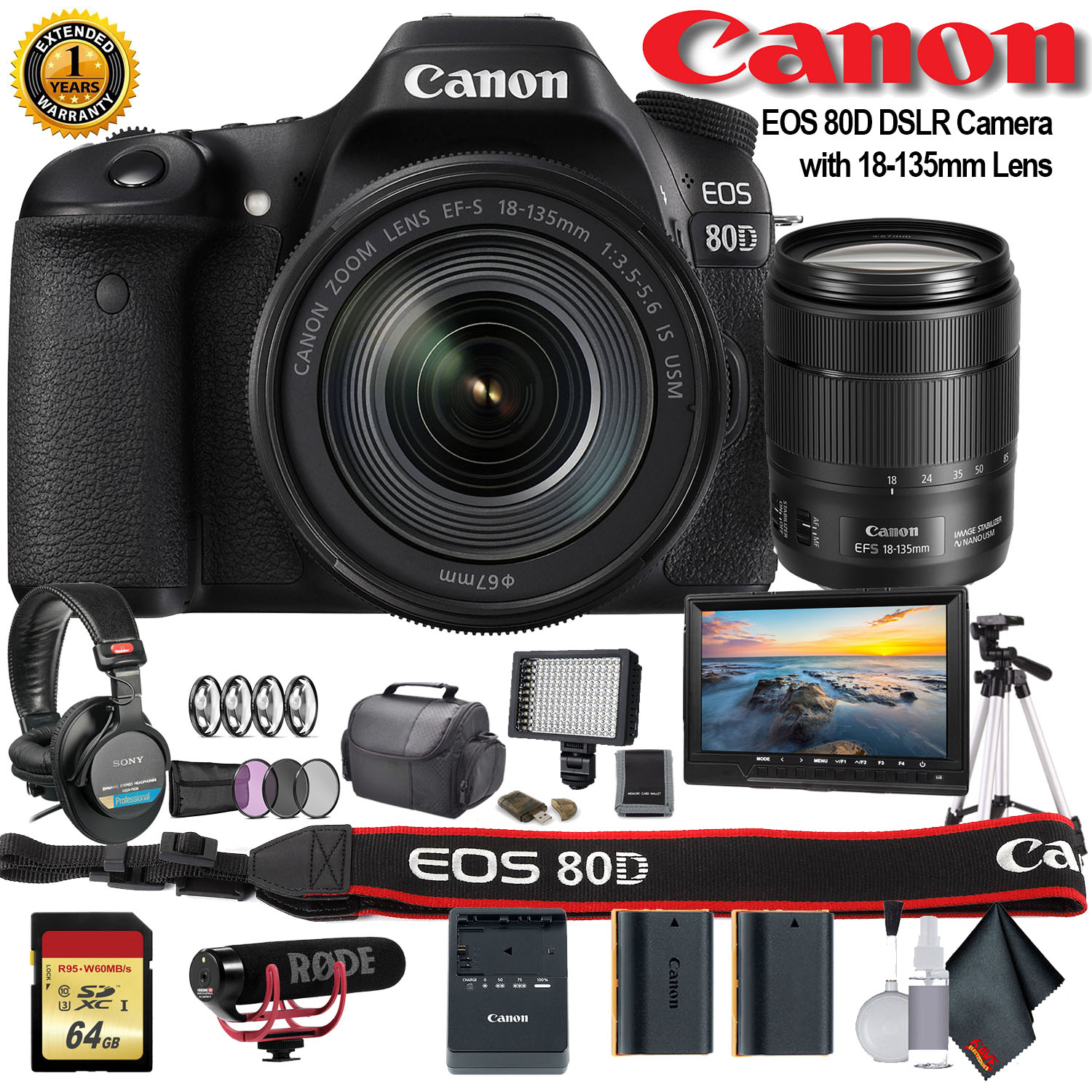 Canon EOS 80D DSLR Camera with 18-135mm 
