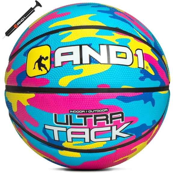 AND1 Ultra Grip Basketball: Size 7 (29.5") Rubber, Deep Construction, for Indoor/Outdoor Games