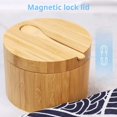 thumbnail image 5 of Bamboo Salt Wine Bottle with Mini Spoon, Kitchen Salt Box with Rotating Magnetic Lid, Round Salt Container for Pepper, Spices, Bath Salt, Sea Salt 9 x 5.6cm, 5 of 5