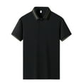 thumbnail image 4 of Men Polo Shirts Solid Color Button Collared Short Sleeve Business Tops Casual Loose Comfortable Trend T Shirts for Man, 4 of 4