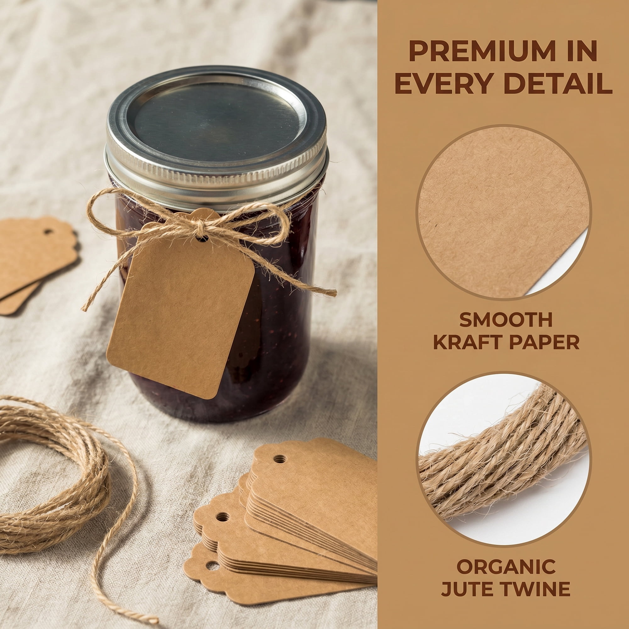 Unique Bargains Paper Gift Tags with Natural Twine for All Occasions 1.2" x 2" Brown