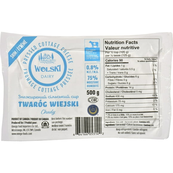 Fromage Cottage Pressé Écrémé Wolski 0,8 %, 500 g