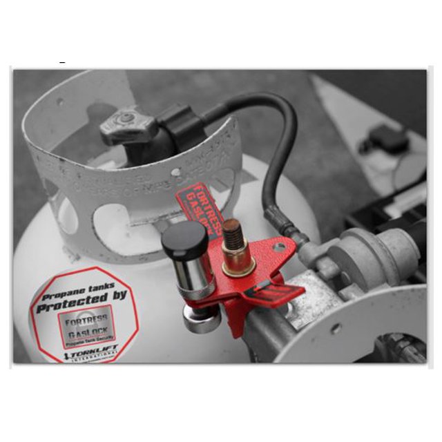 Torklift Propane Tank Lock A7702 Fortress; Use With RV or Camper Mounted Tanks; Key Lock; 1/2 Inch Threaded Rods; Single; Will Lock 2 Tanks