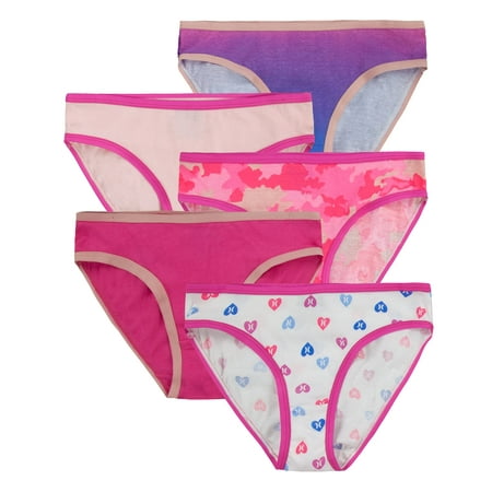 Hurley Girls' Bikini Underwear (5-Pack), Pink/Grey/Purple, 8 | Walmart ...