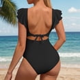 thumbnail image 4 of TOWED22 Women's One Piece Swimsuit Maternity Wrapped Front Ruched Pregnancy Bathing Suit Back Hook Cutout(Z01-Black,XL), 4 of 7