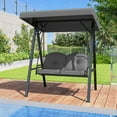 thumbnail image 3 of Costway 2-Person Outdoor Porch Swing Swing Loveseat with A-Shaped Metal Stand Gray, 3 of 10