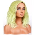 thumbnail image 4 of BERON Green Ombre Short Curly Wavy Hair Wig for Women Girls Side Part Heat Resistant Synthetic Hair Wigs Movie Costume Cosplay Daily Use, 4 of 4