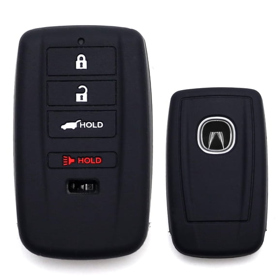 Black Soft Silicone Key Fob Cover with White/Red Buttons For Acura ILX RLX TLX RDX MDX Intelligent Keyless Smart Key