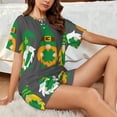 thumbnail image 4 of Fotbe Spring St Patrick’S Day Irish Gnomes Conjunto de Pijama Estampado para Mujer, 2 Piezas, Ropa de Dormir con Camiseta de Manga Corta y Shorts Suaves-Large, 4 of 6