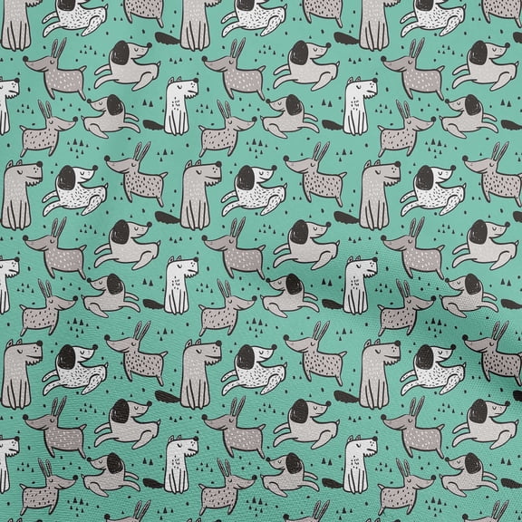 oneOone Polyester Lycra Sea Green Fabric Dog Quilting Supplies Print Sewing Fabric By The Yard 56 Inch Wide