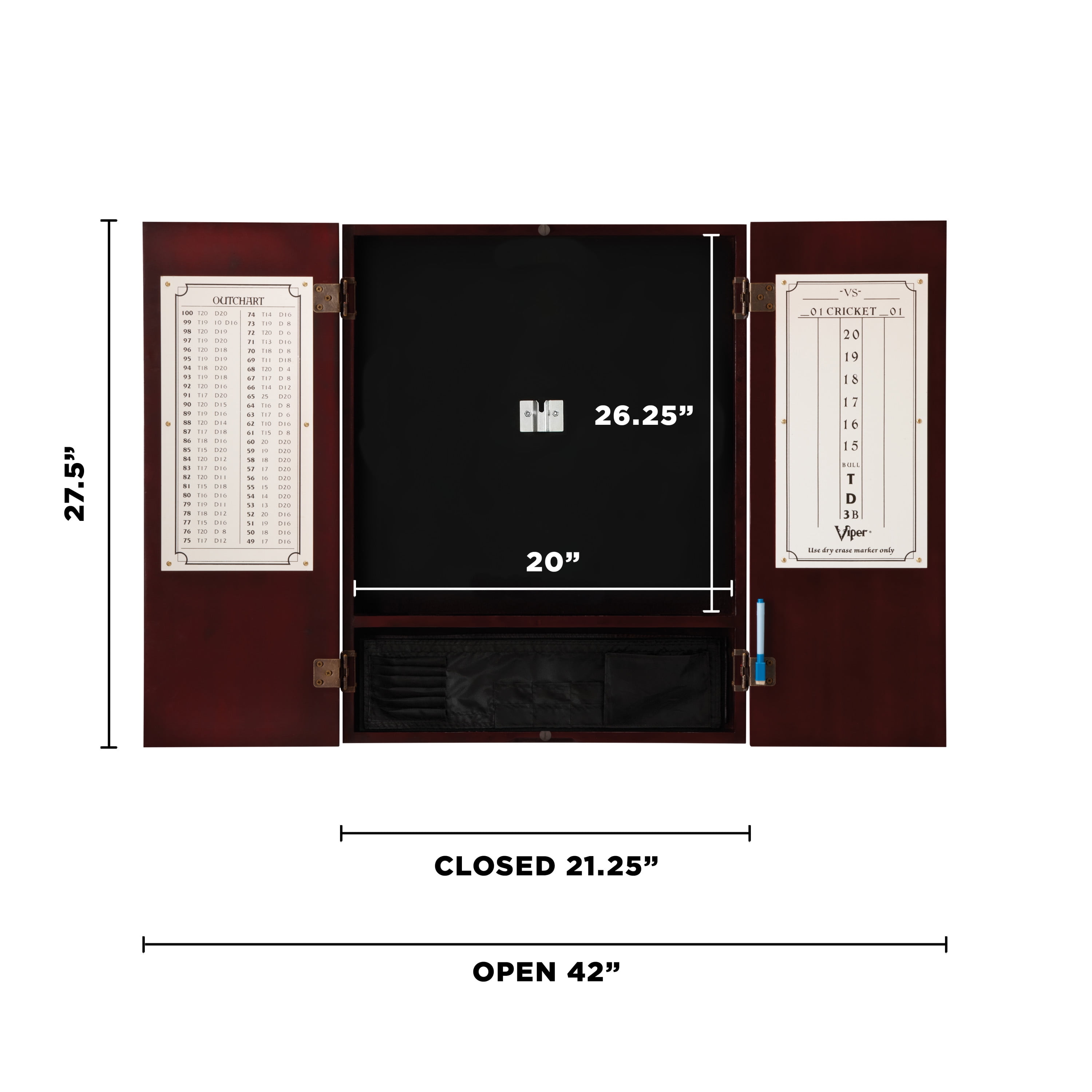 Viper Metropolitan Sisal Fiber Bristle Dartboard and Cabinet Bundle: Standard Set (Shot King Dartboard), Mahogany Finish