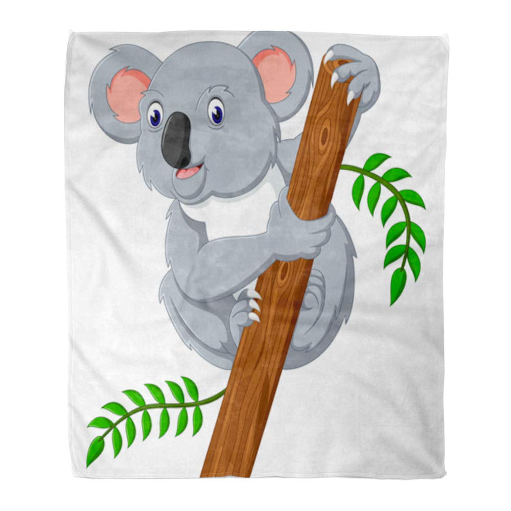 Throw Blanket 50 x 60 in Cute Cartoon Koala Soft Cozy Sherpa Fleece Blanket Comfortable Warmth Lightweight Flannel Blankets for Couch Bed Chair Sofa Bedroom Living Room