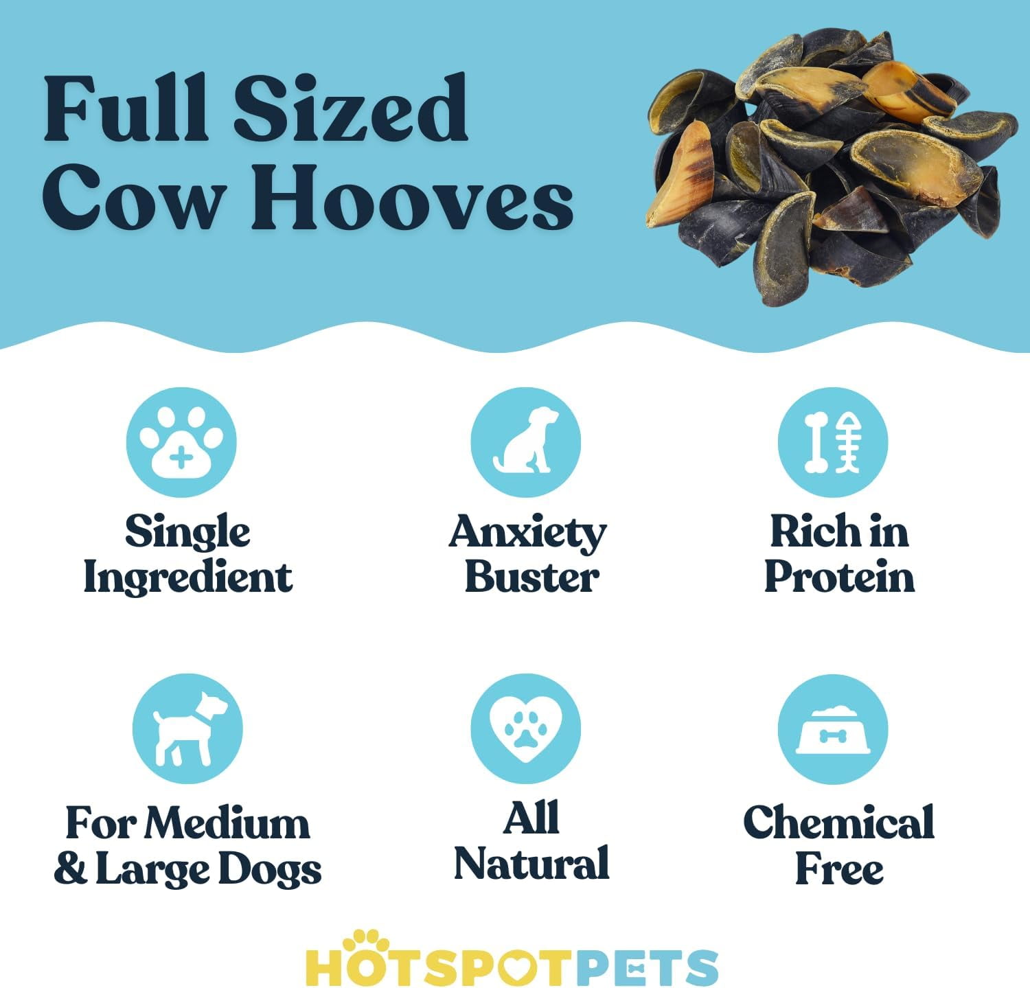 HotSpot Pets Natural Cow Hooves Dog Chews (25 Pack)