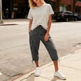 thumbnail image 6 of Womens Capris with Pockets Loose Fit Casual Capri Pants Dressy Lightweight Ladies Baggy Cargo Pants for Hiking by Yigetop Grey 3XL, 6 of 6