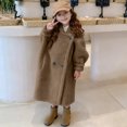 thumbnail image 4 of OGLCCG Girl's Faux Fur Long Jacket Lapel Open Front Fuzzy Fleece Cardigan Coat Thickened Warm Winter Button Fluffy Jacket with Pockets 5-14 Years, 4 of 6