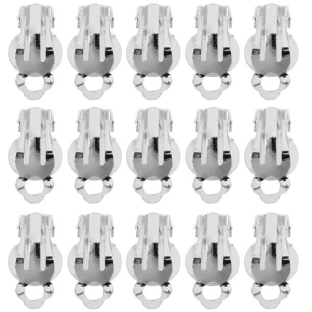 20 piezas de clips de oreja en aretes Convertidor de componentes de aretes redondos planos Herramientas de joyería para bricolaje Pendientes Ninguno Orejas perforadas (10 mm, Plata)