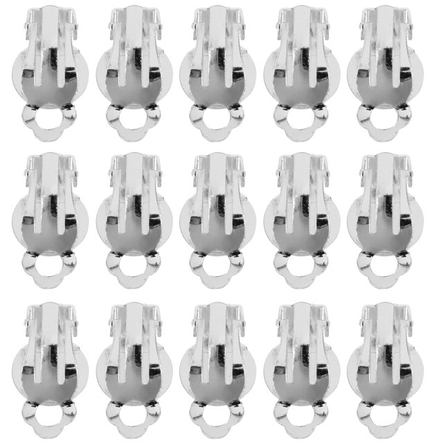 Miangastore 20pcs Ear Clips on Earrings Converter Flat Round Earring Components Jewelry Tools for DIY Earring None Pierced (10mm, Silver)